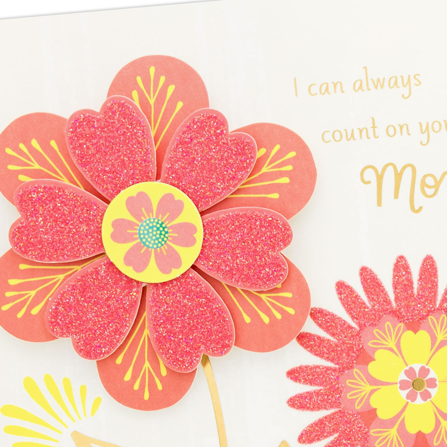 Sparkly Pink Flowers Mom Mother's Day Card Card Front Detail image number 5