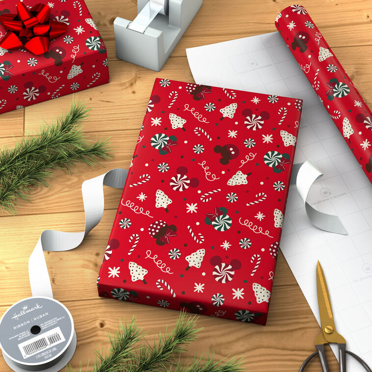 Mickey and Minnie Treats Jumbo Christmas Gift Wrap Wrapped pkg image number 3