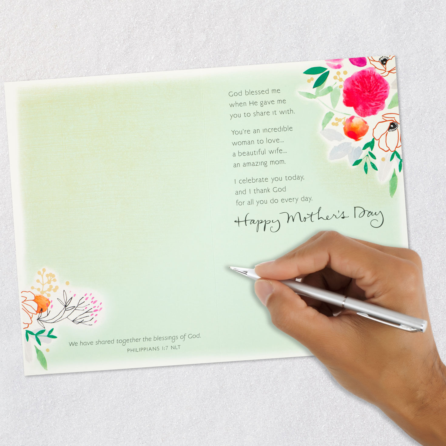 Floral Collage Religious Mother's Day Card for Wife Signing card image number 7