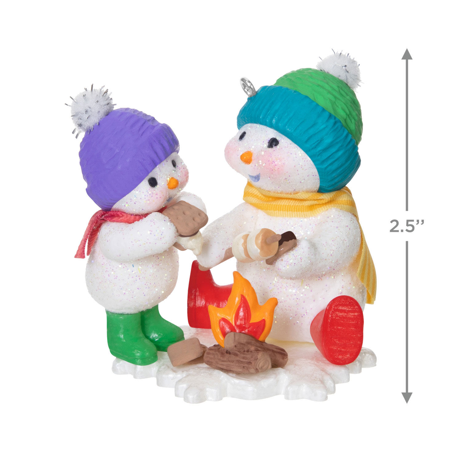Snowmen Roasting Marshmallows Keepsake Ornament measurement image number 3