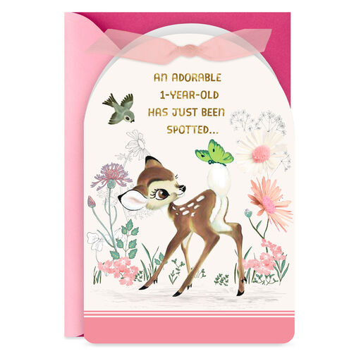 Disney Bambi Pink First Birthday Card, 
