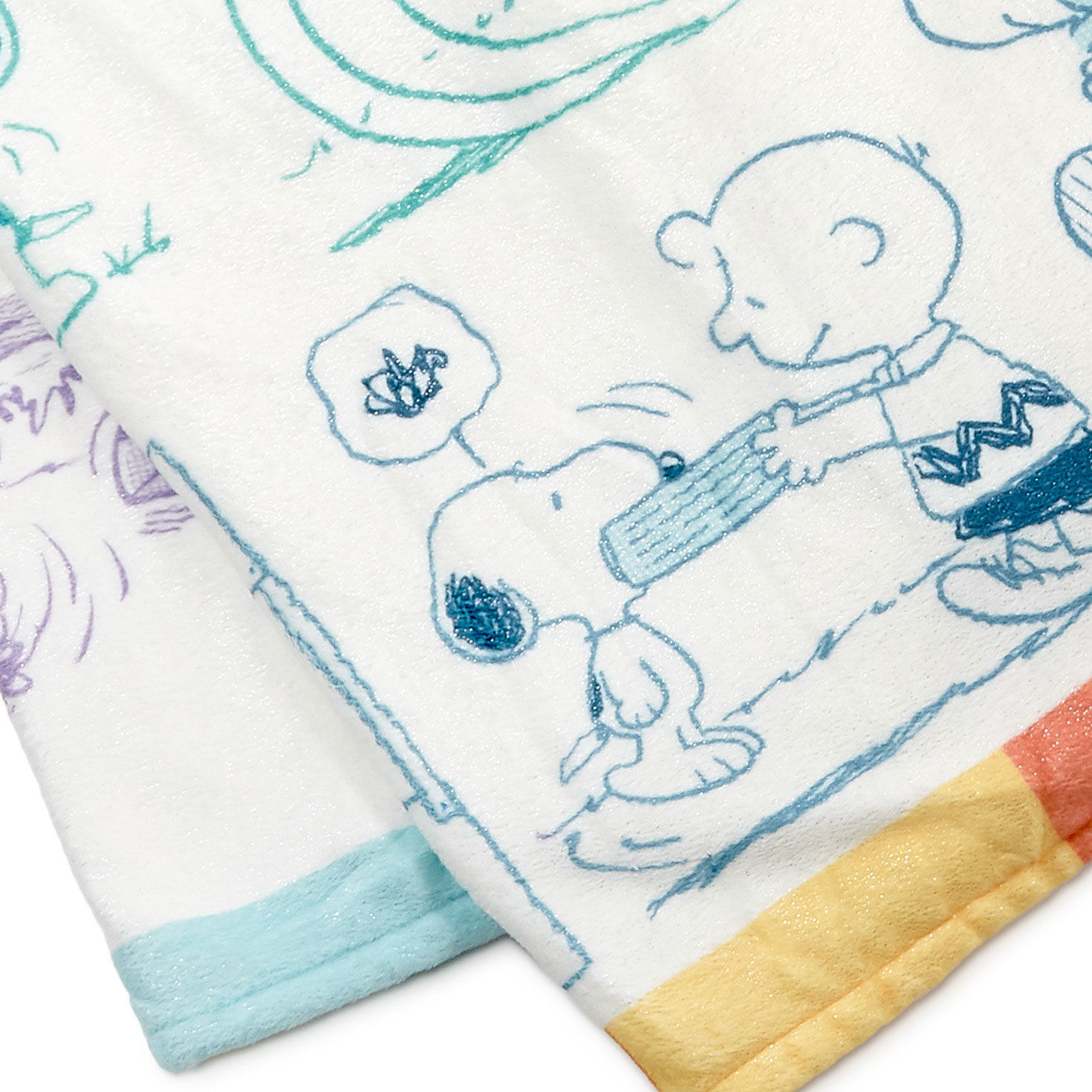 Peanuts Rainbow Comics 75th Anniversary Plush Blanket closeup view image number 4