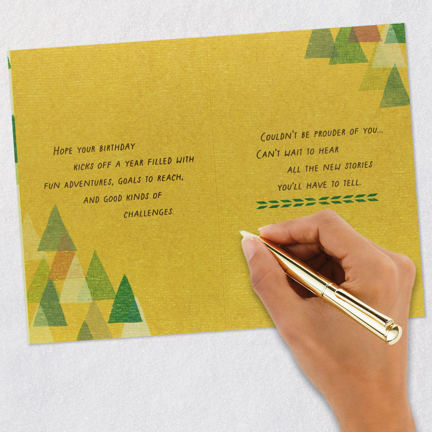 Abstract Green and Orange Trees Grandson Birthday Card signing card image number 7