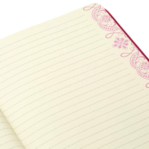Embossed Border Fuchsia Faux Leather Notebook, , large image number 7