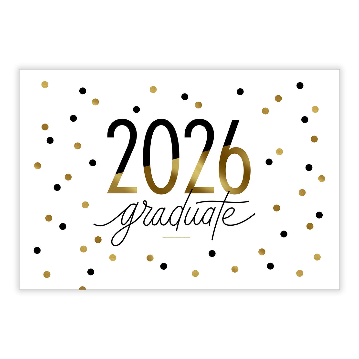 Black Gold Numbers and Dots Personalized Grad Card front image number 2