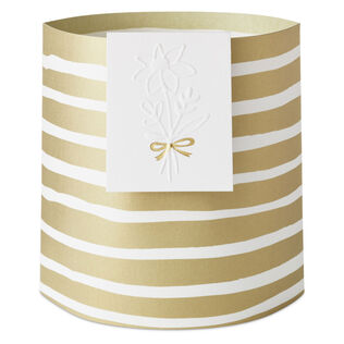 Build-a-Bouquet Gold Stripes Pop-Up Paper Vase With Mini Card