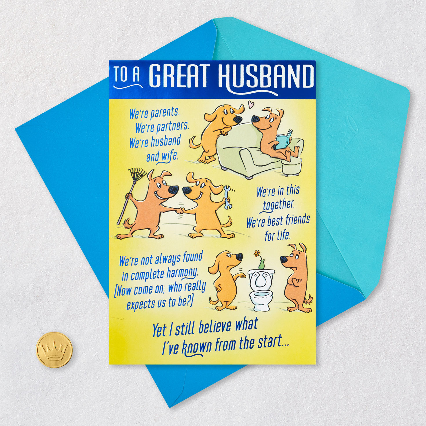 Loving Vignettes Husband Pop-Up Father's Day Card Card Front with Envelope and Gold Seal image number 5