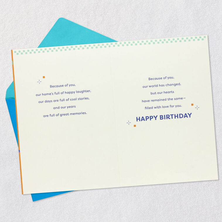 Green and Blue Bowties, Socks and Hats Son Birthday Card Open card with envelope image number 4