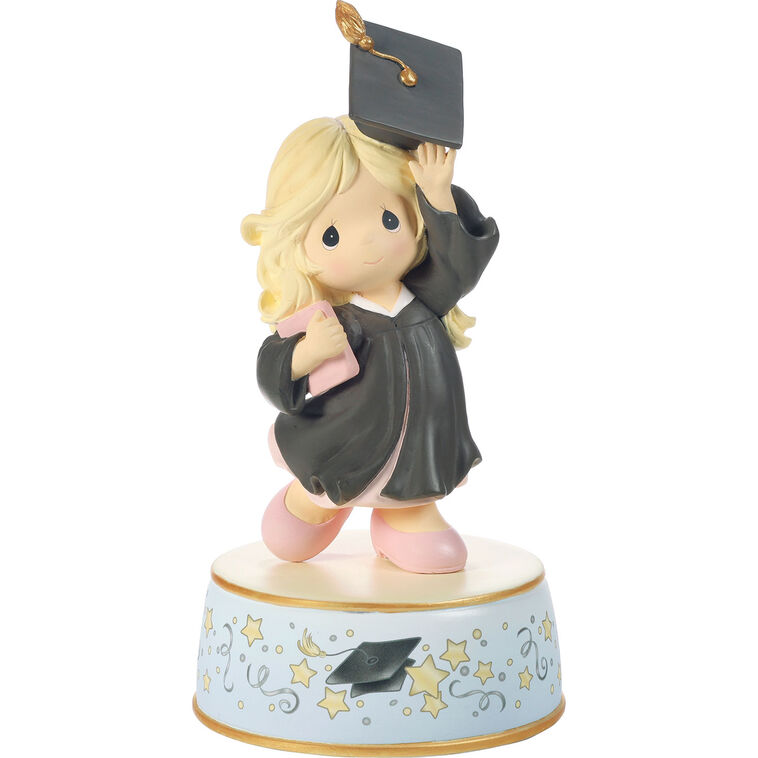 Graduation Girl Throwing Cap Musical Figurine  image number 1