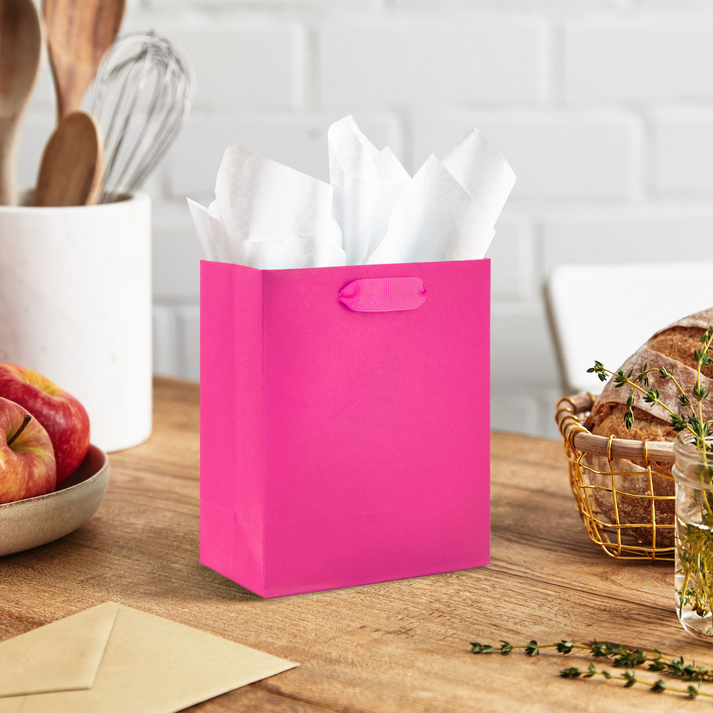 Solid Hot Pink Small Gift Bag in use image number 2