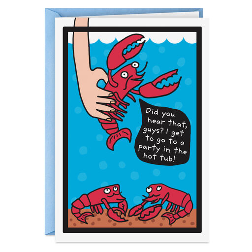 Lobster Hot Tub Party Funny Birthday Card, 