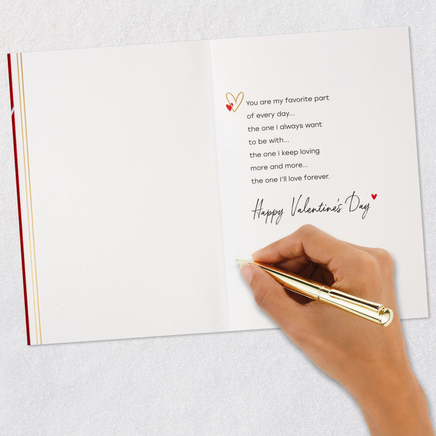 Flocked Red and Silver Love You Valentine's Day Card signing card image number 6