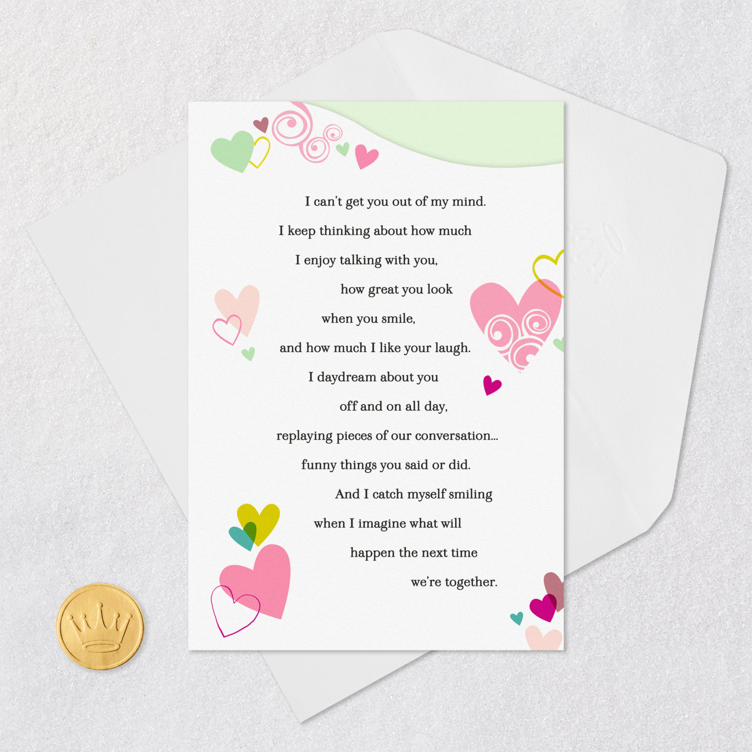 Hearts New Relationship Love Card Card Front with Envelope and Gold Seal image number 6