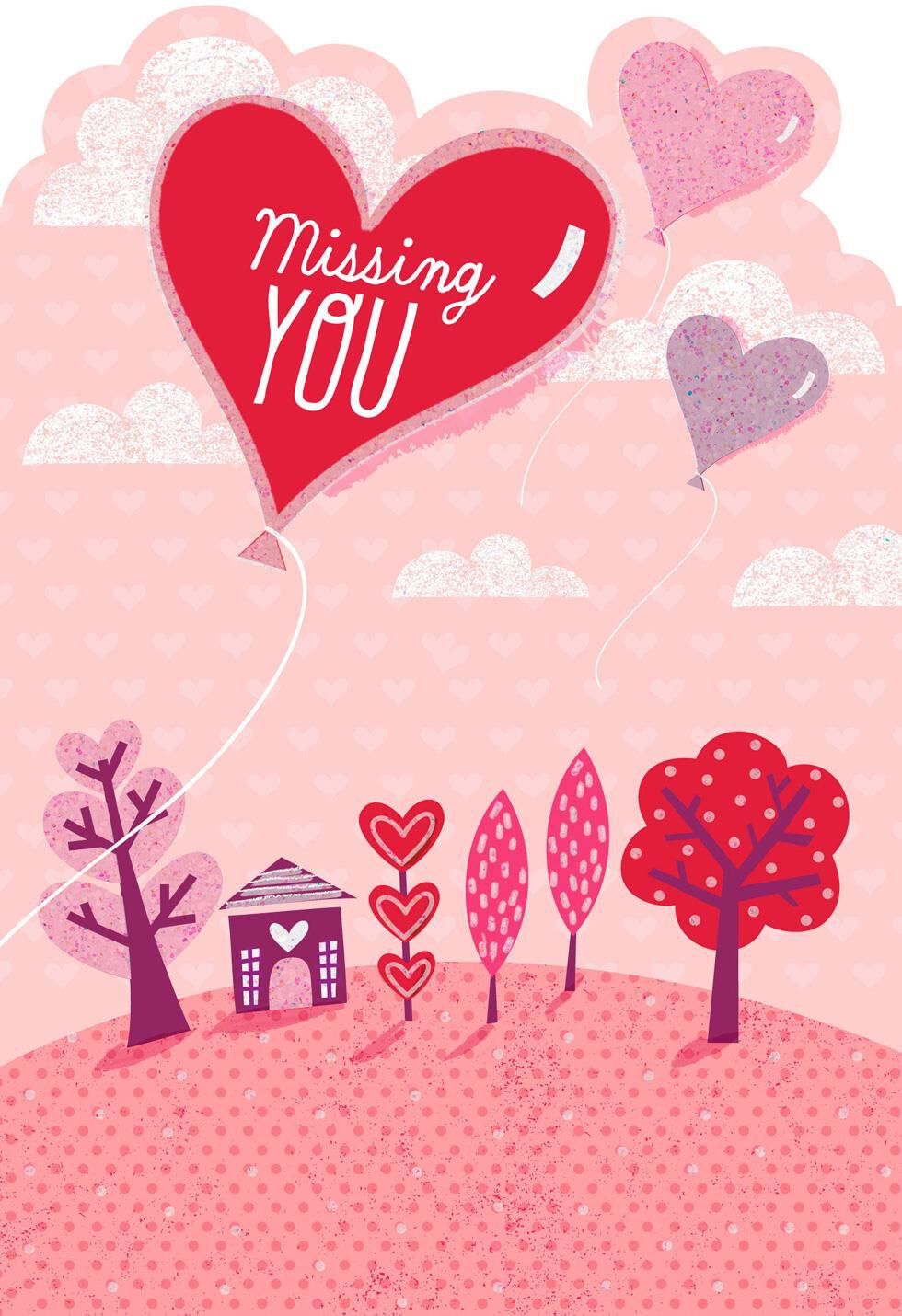 Heart Balloon Thinking of You Valentine's Day Card