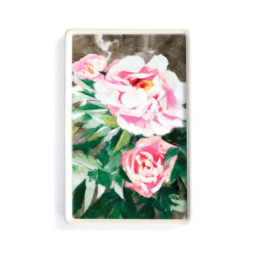 Demdaco ArtLifting Peony Small Ceramic Tray, 5x7.5, 