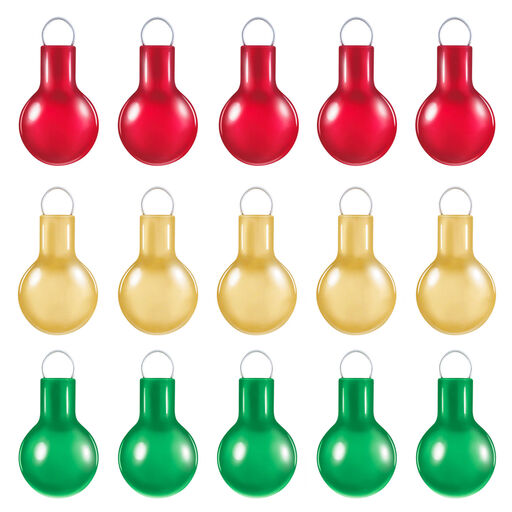 Mini Festive Red, Gold and Green Glass Ornaments, Set of 15, 