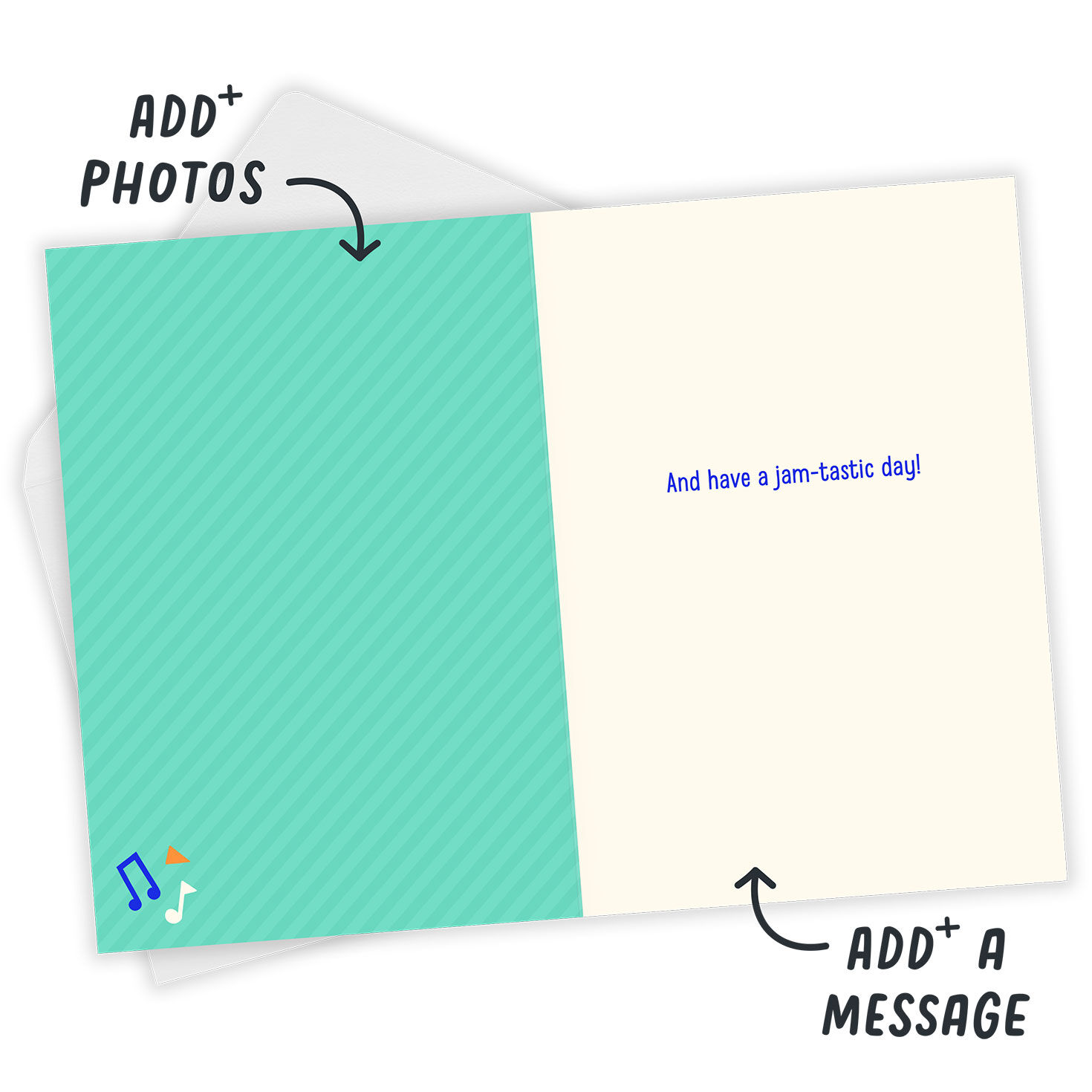 Boom Box Radio Personalized Card Open Card with Envelope indicating personalization image number 3