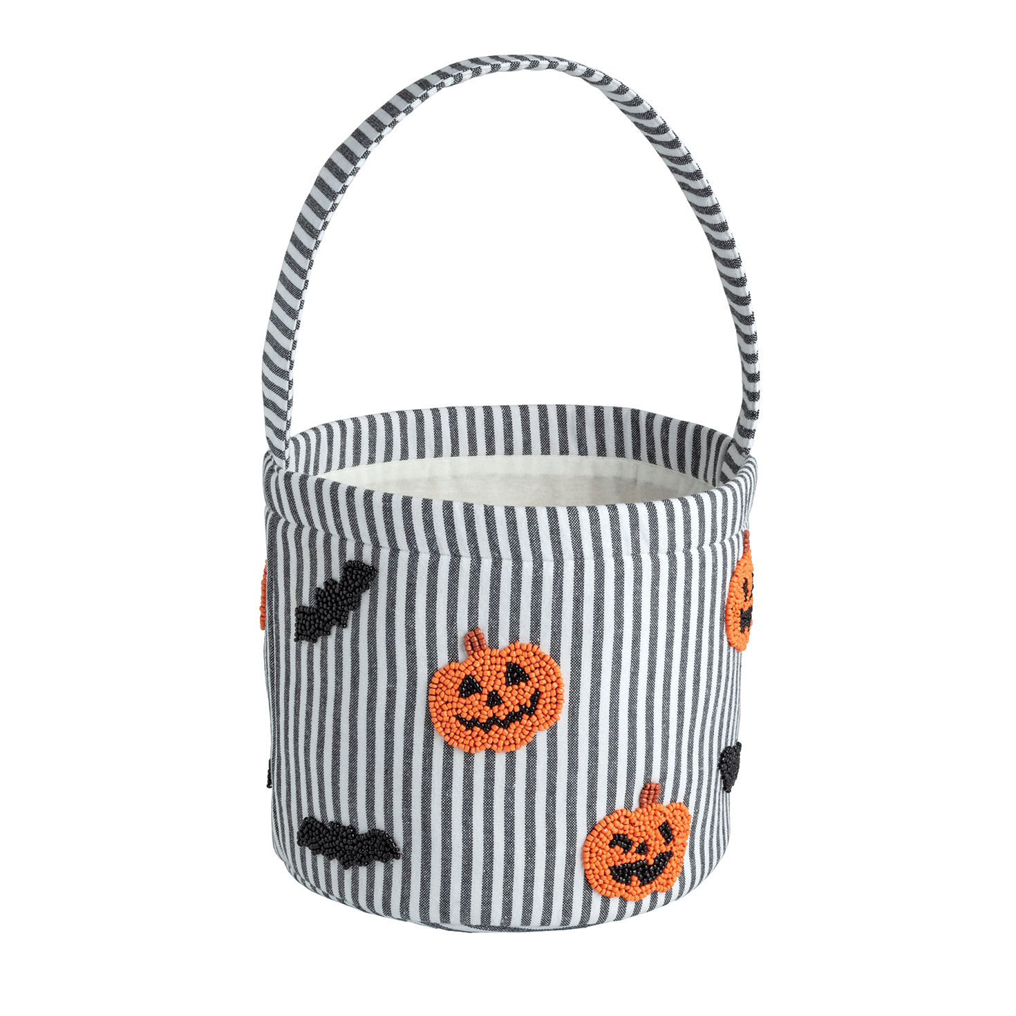Mud Pie Striped Halloween Bucket With Beaded Pumpkins and Bats for only USD 19.99 | Hallmark