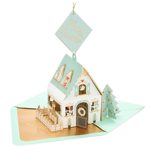 Santa's Workshop 3D Pop-Up Decoration Christmas Card, , large image number 1