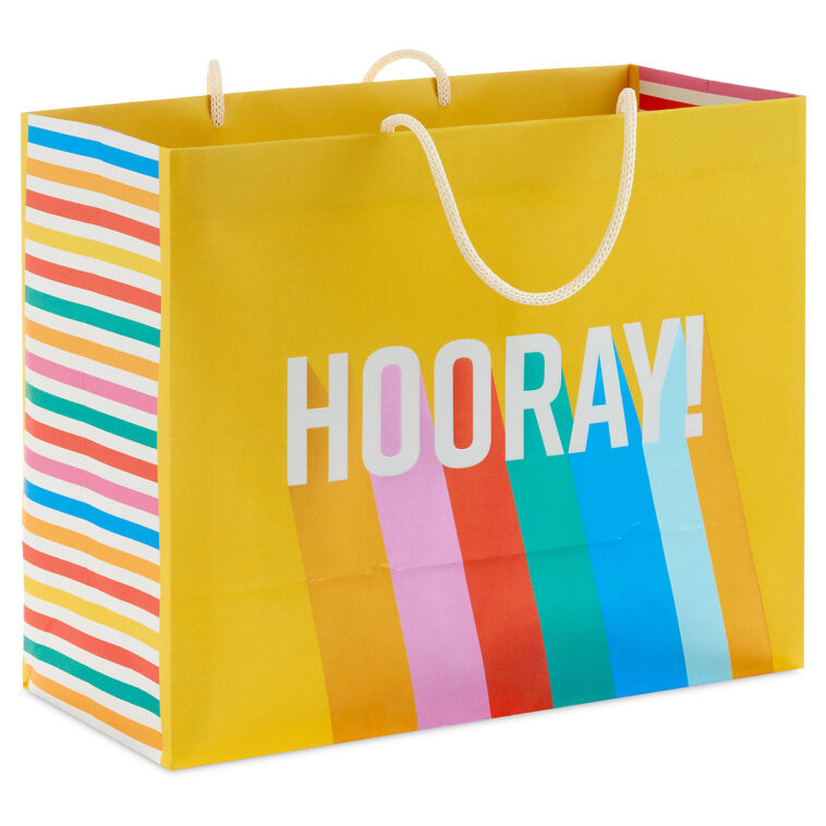 7.7" Hooray on Yellow Medium Horizontal Gift Bag