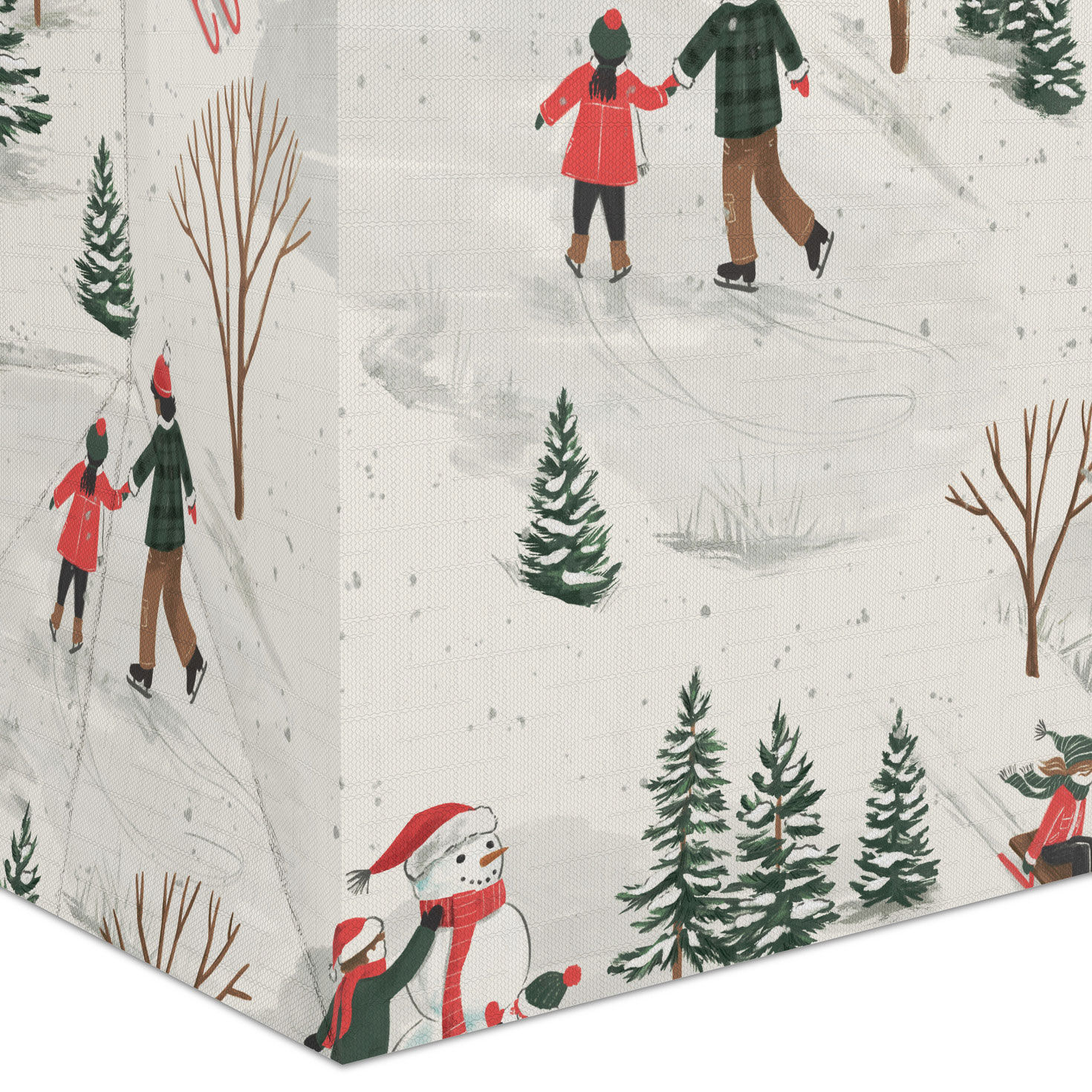 Vintage Sledding Big Holiday Gift Bag Base/Side Detail image number 5