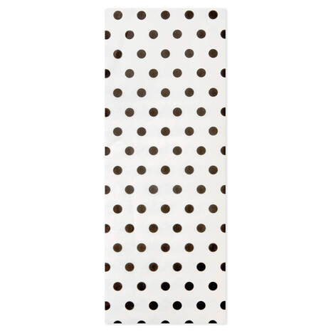 Black Dots on Ivory Tissue Paper, 4 sheets, Black Polka Dots, large