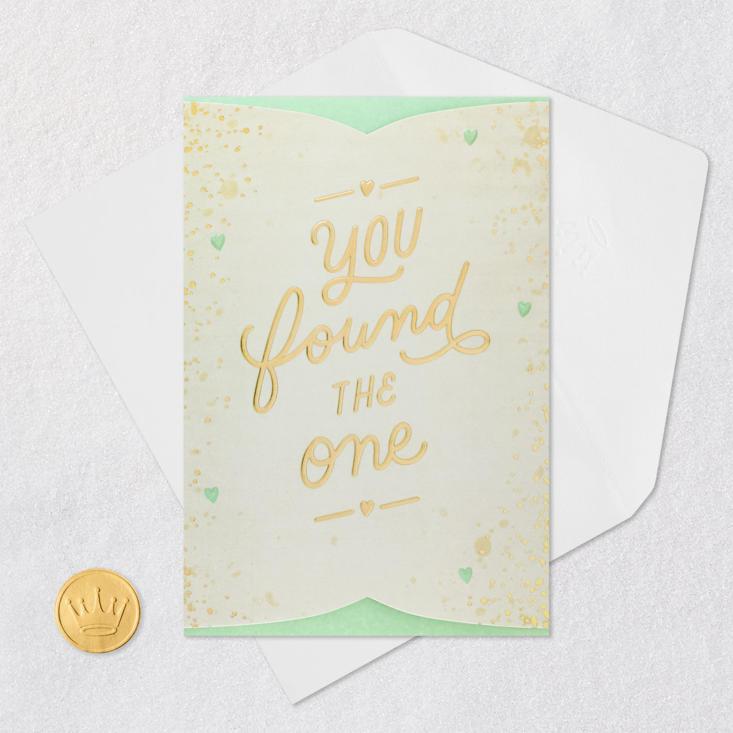 Hearts and Script Engagement Card for Couple Card Front with Envelope and Gold Seal image number 5