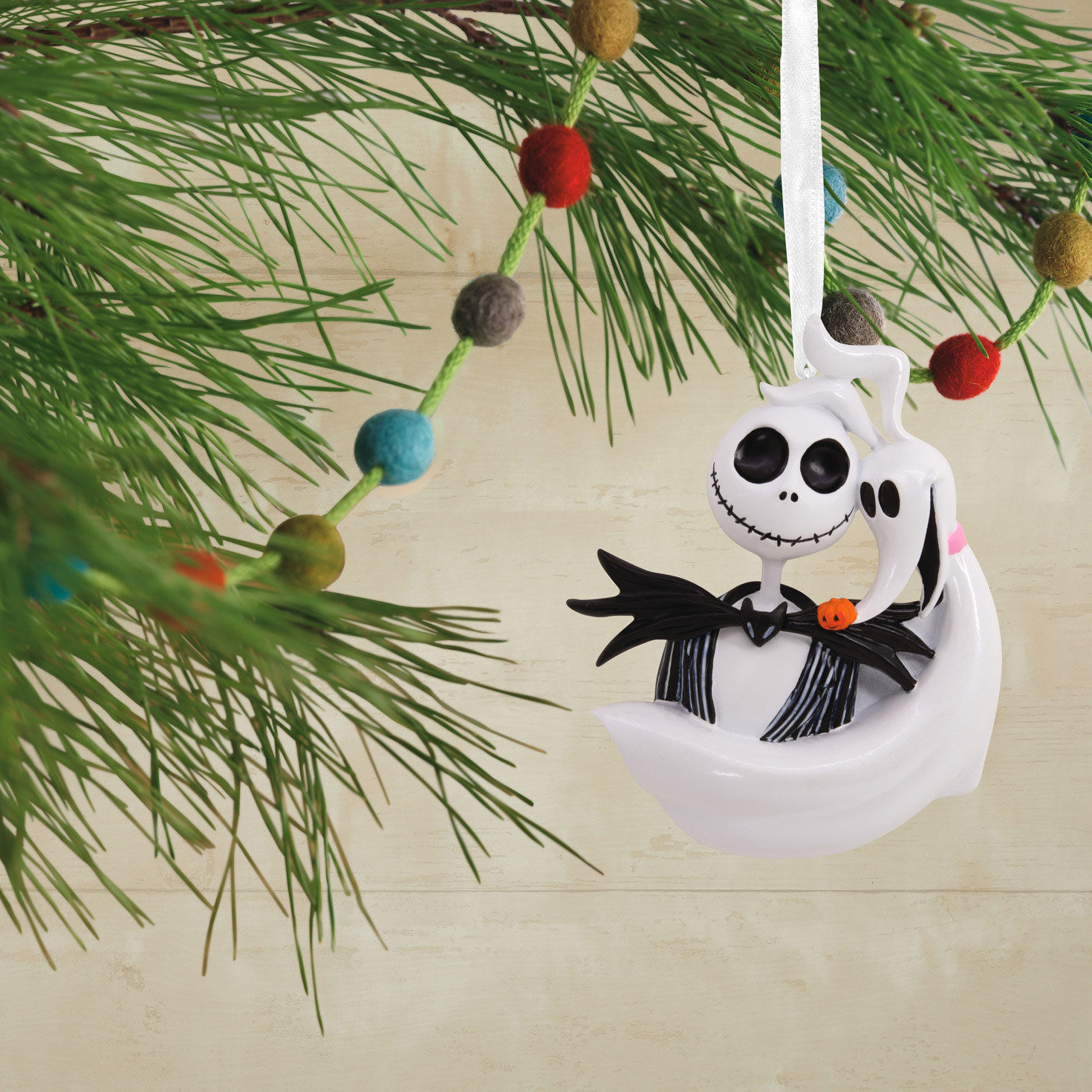 Nightmare Before Christmas Jack and Zero Ornament hanging on tree image number 2