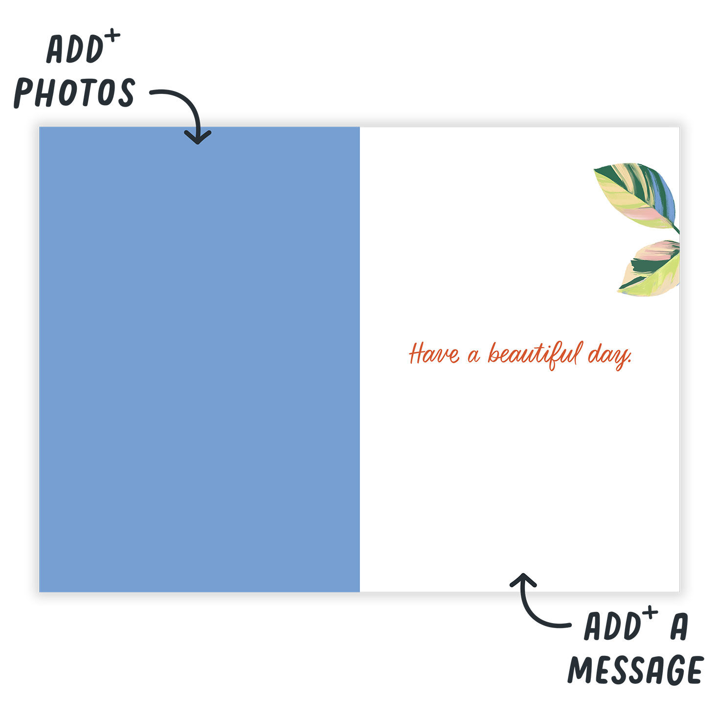 Butterfly and Flowers Artwork Personalized Card Open Card indicating personalization image number 3