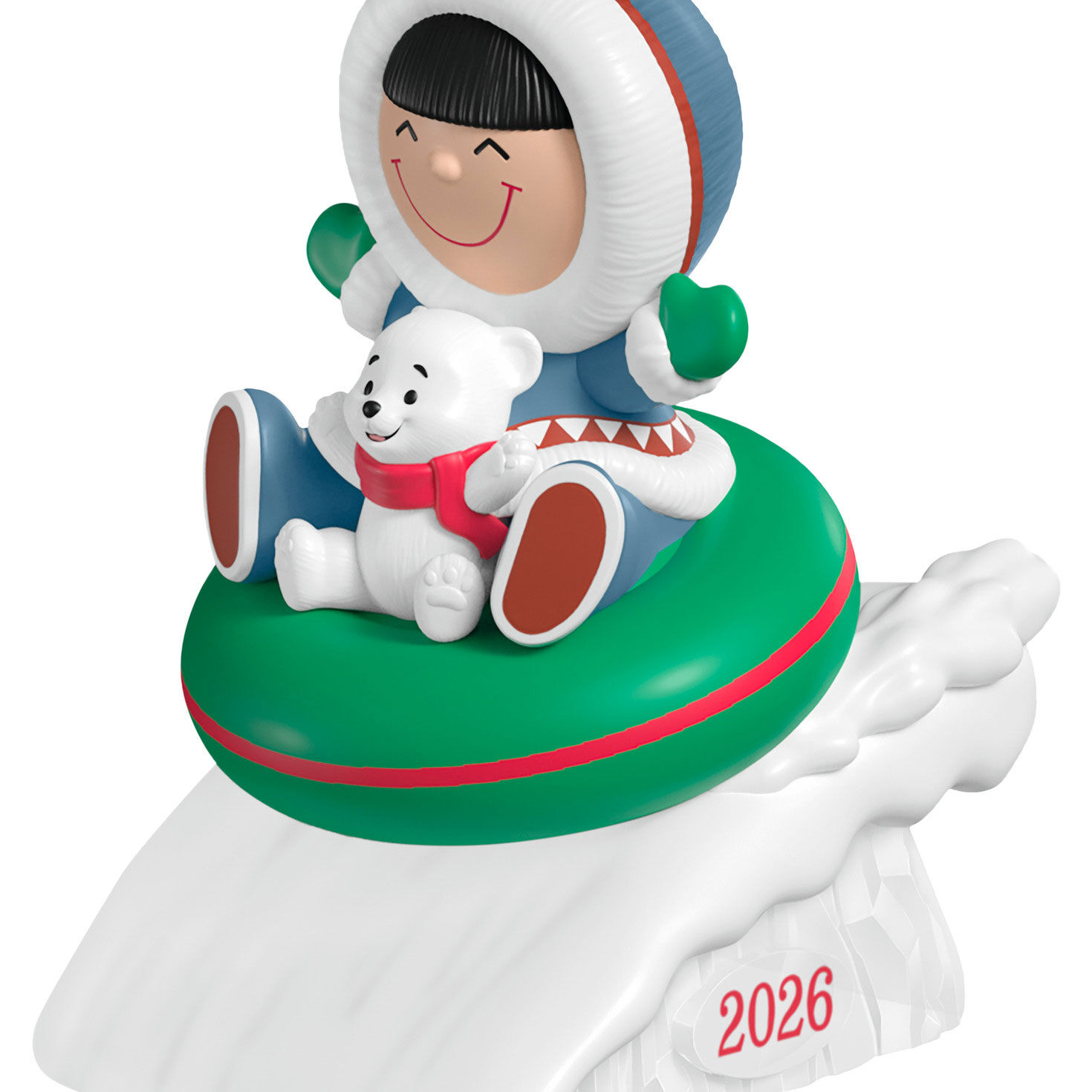 Eskimo Tubing With Bear Keepsake Ornament closeup view image number 5