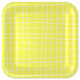 Yellow Grid Square Dinner Plates, Set of 8
