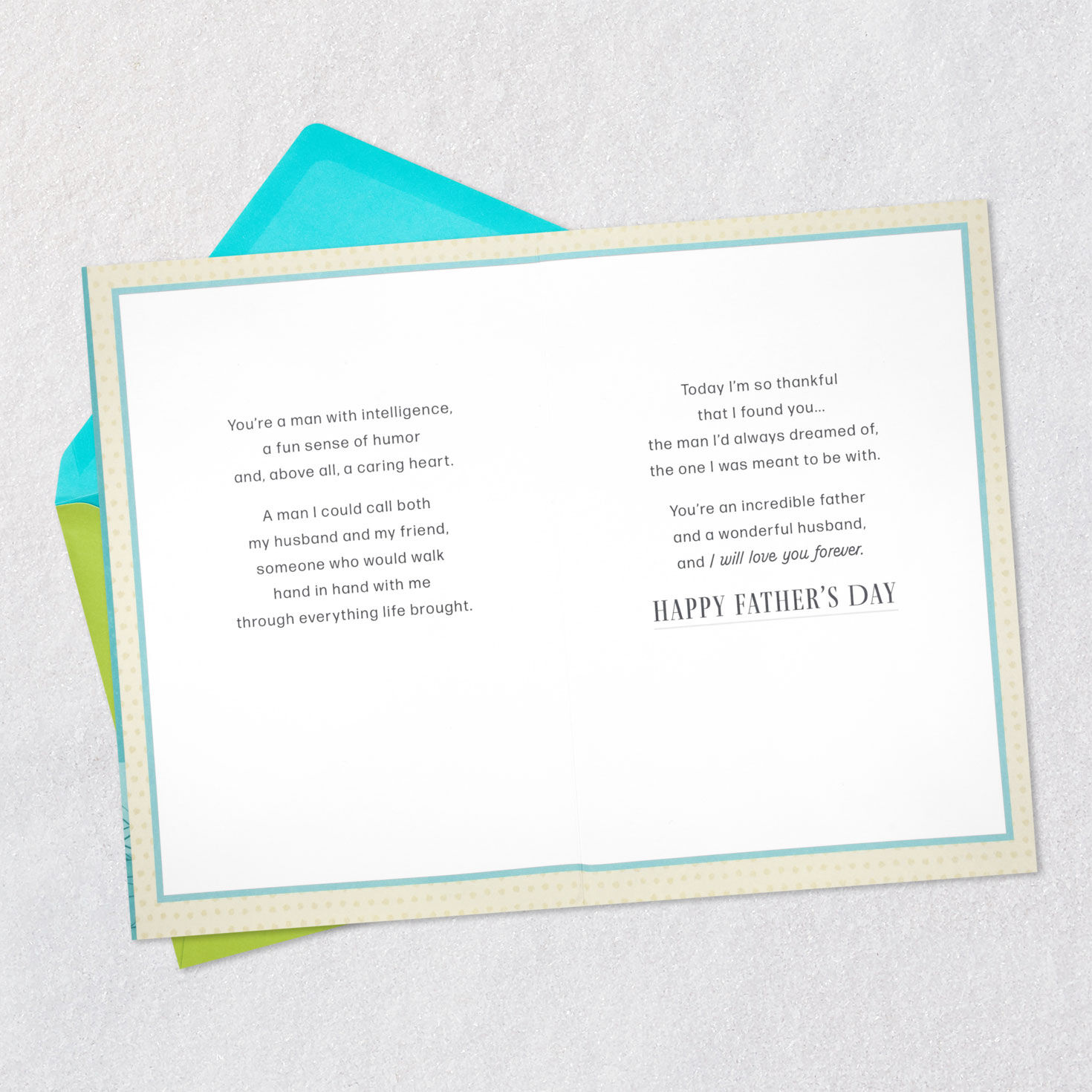 Green Leaves Father's Day Card Open card with envelope image number 4