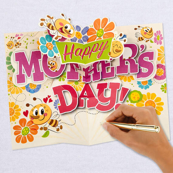 Bees and Flowers Pop Up Musical Mother's Day Card, , large image number 6