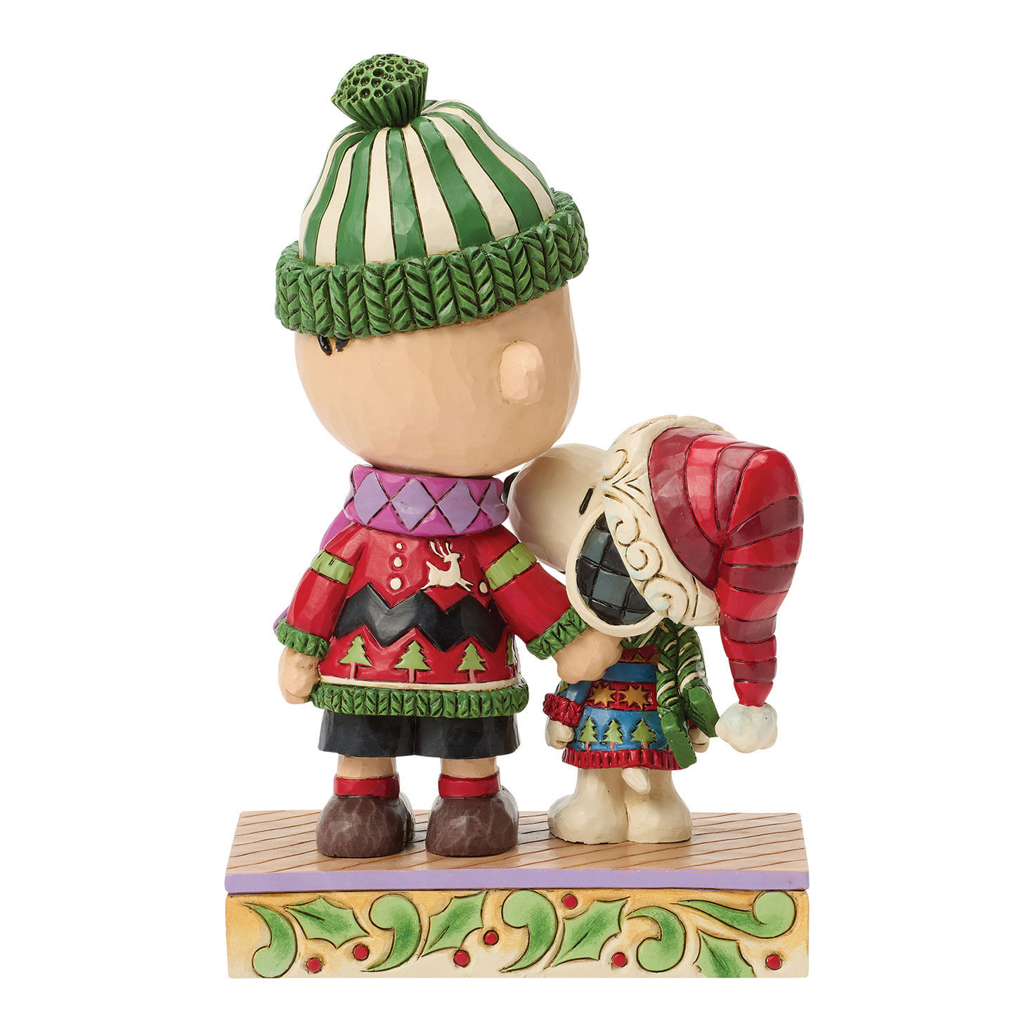 Jim Shore Charlie Brown and Snoopy in Sweaters Statue back image number 2