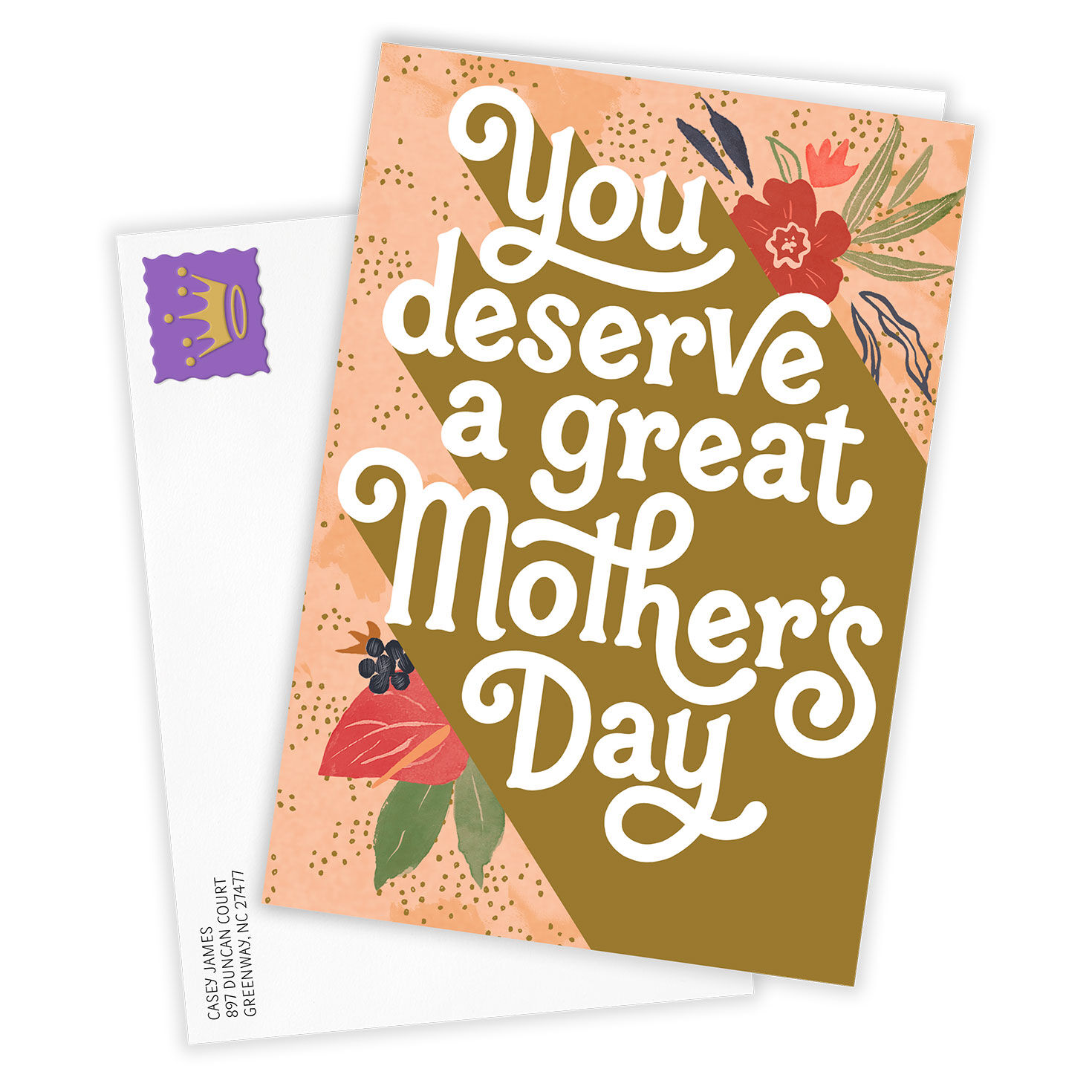 Graphic Letters Floral Personalized Mother's Day Card Card Front with Envelope image number 2