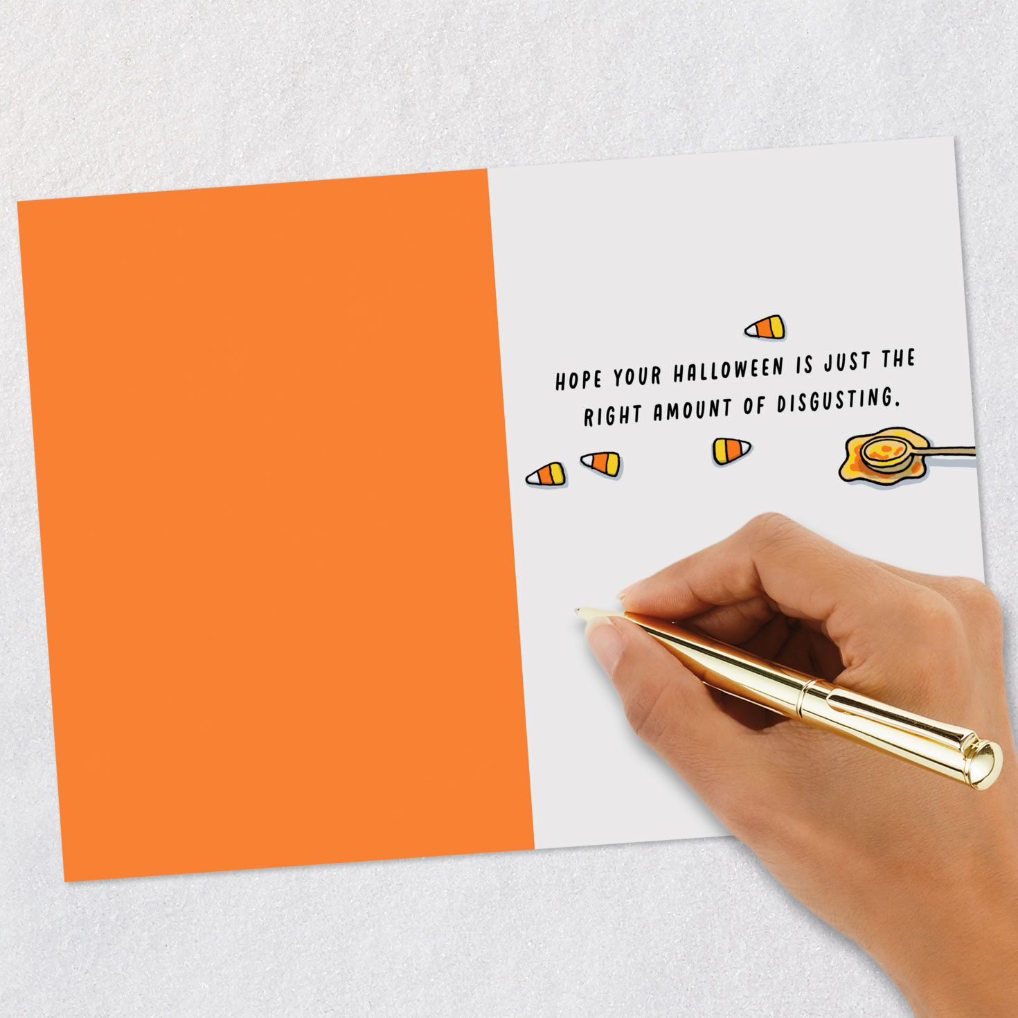 Candy Corn Cooking Funny Halloween Card signing card image number 6