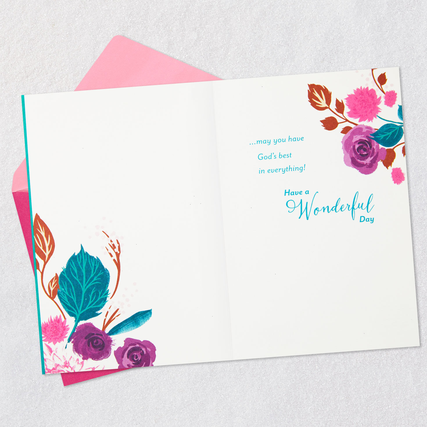 Flowers and Prayer Religious Mother's Day Card Open card with envelope image number 3