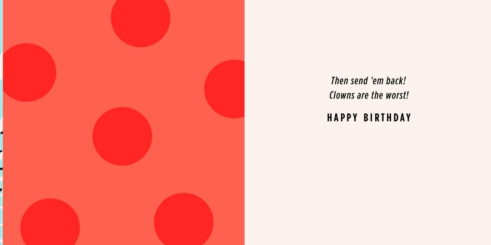 Send in the Clowns Birthday Card