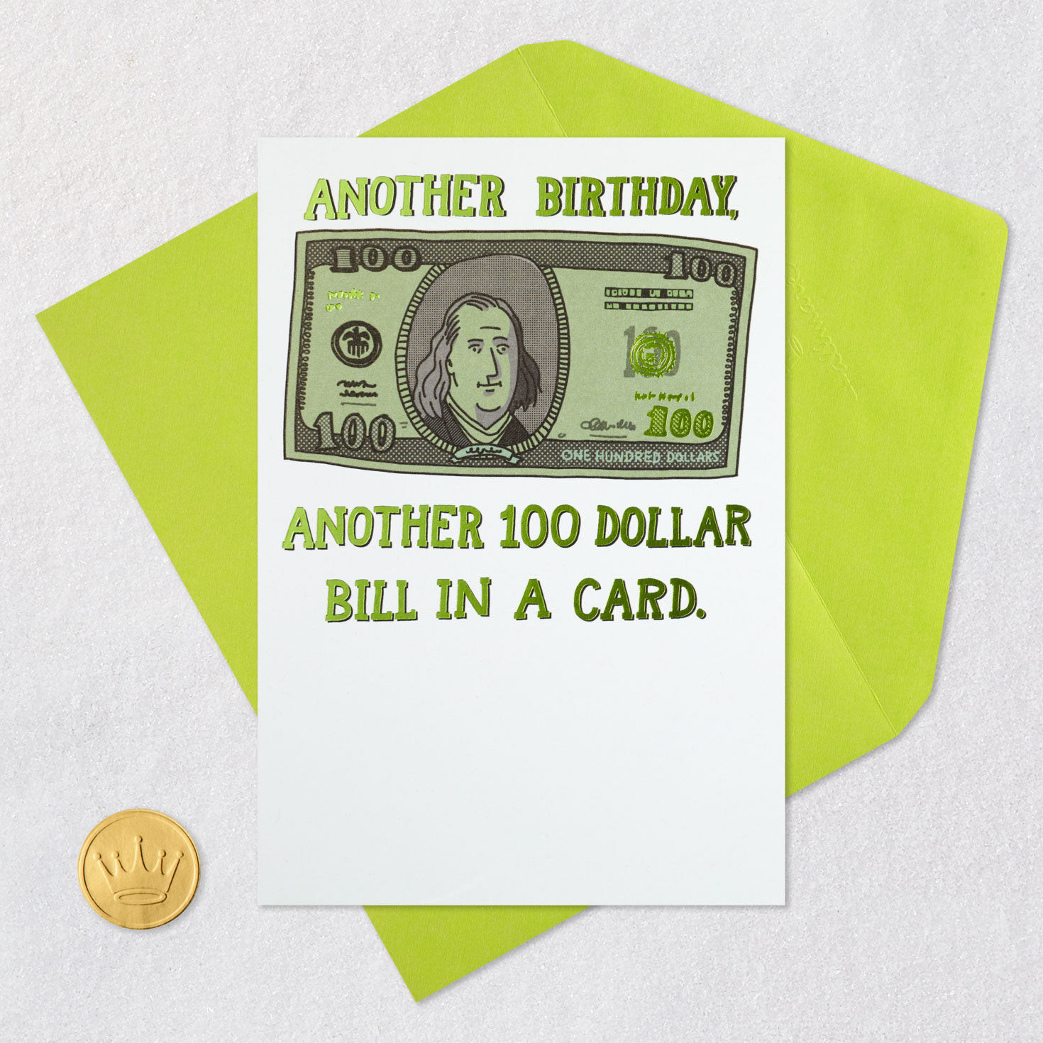 Illustration of a $100 Bill Funny Birthday Card  image number 5