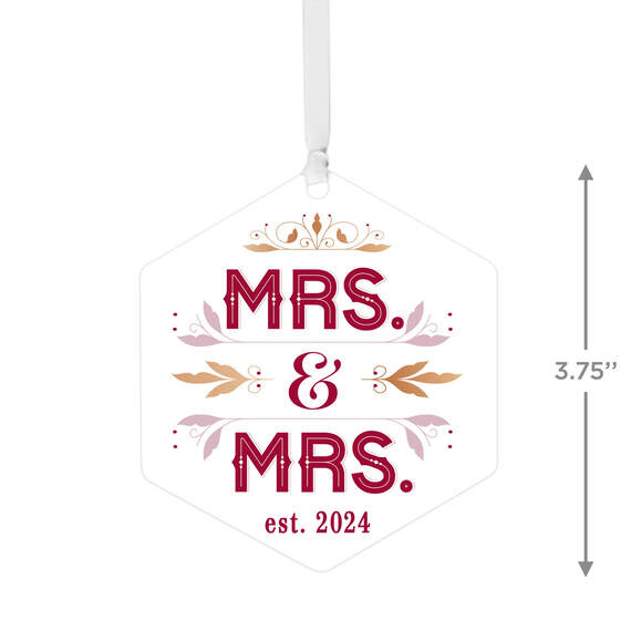 Mrs. & Mrs. Personalized Text Metal Ornament, , large image number 3