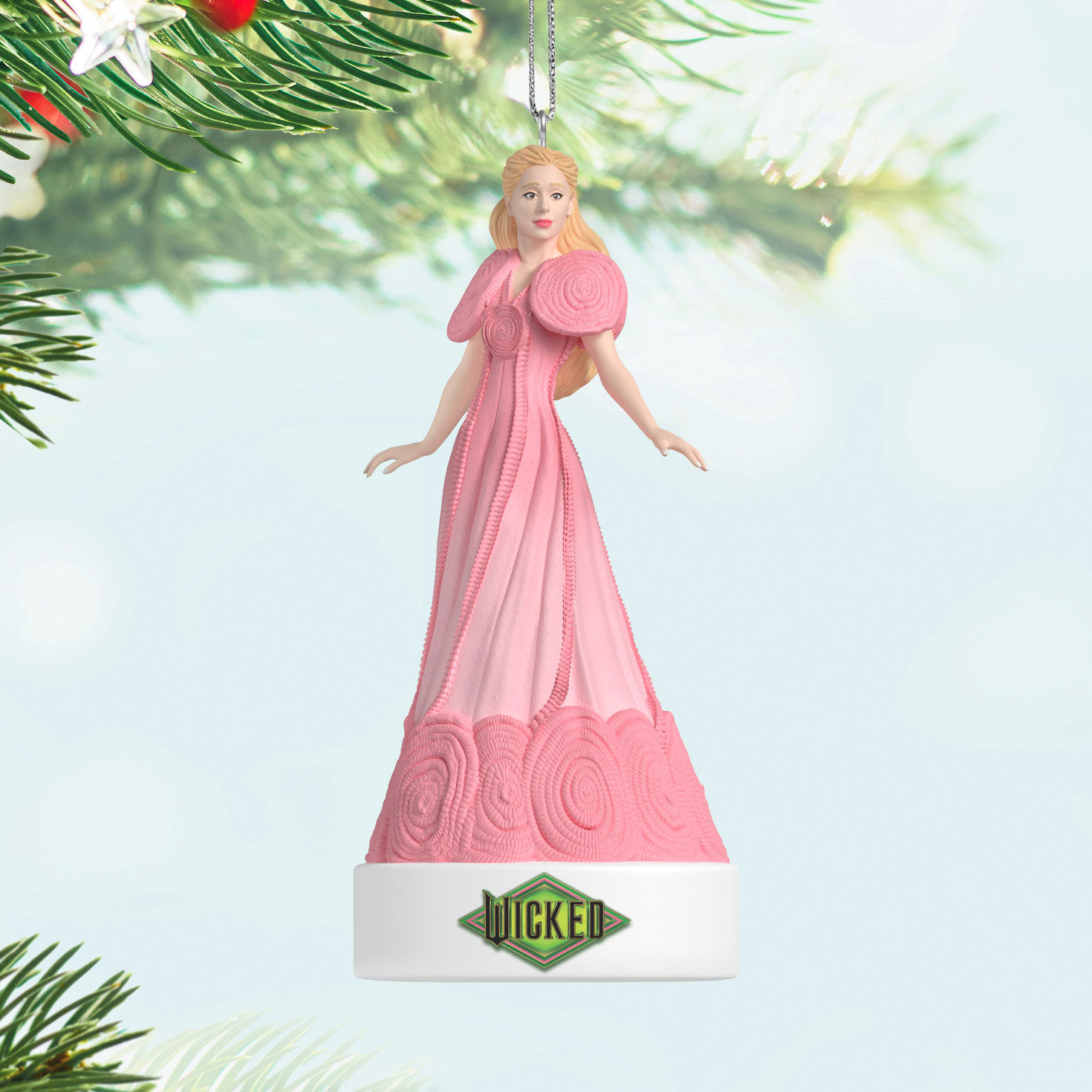 Wicked Glinda Pink Nightgown Keepsake Ornament hanging on tree image number 2