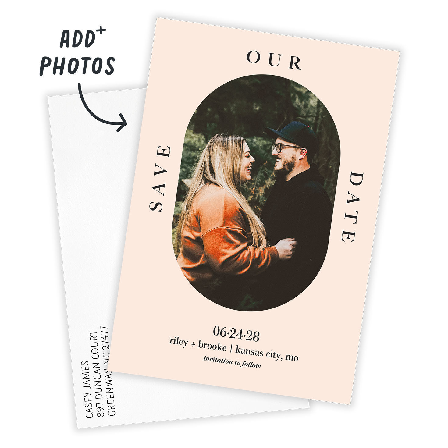 Oval Frame on Blush Pink Save the Date, , large image number 2