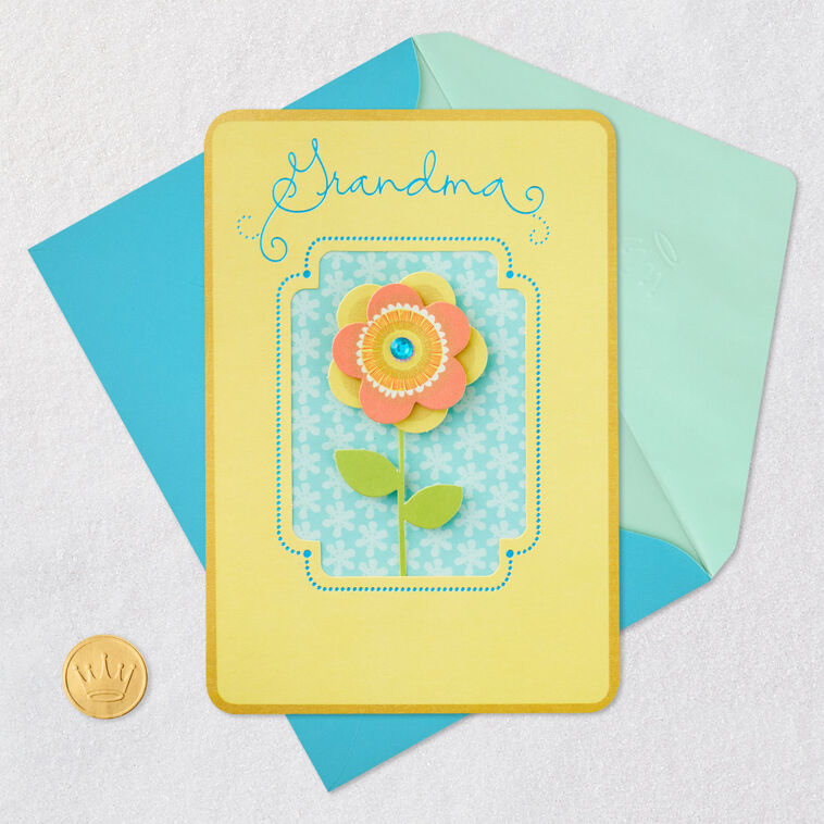 Yellow Layered Flower Mother's Day Card for Grandma Card Front with Envelope and Gold Seal image number 5