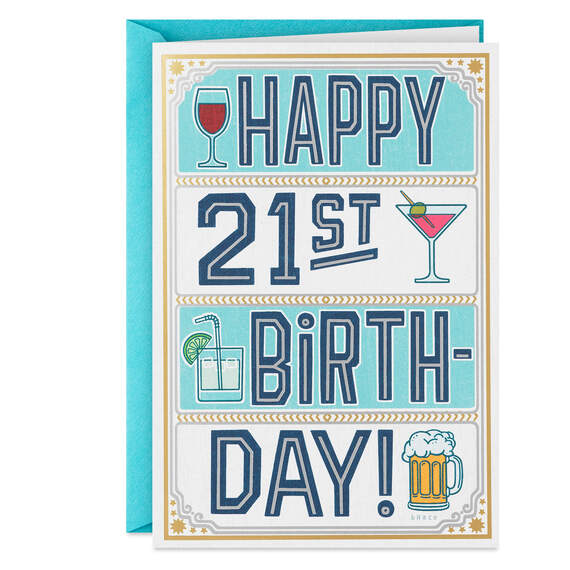 Cheers to 21 Funny 21st Birthday Card, , large image number 1