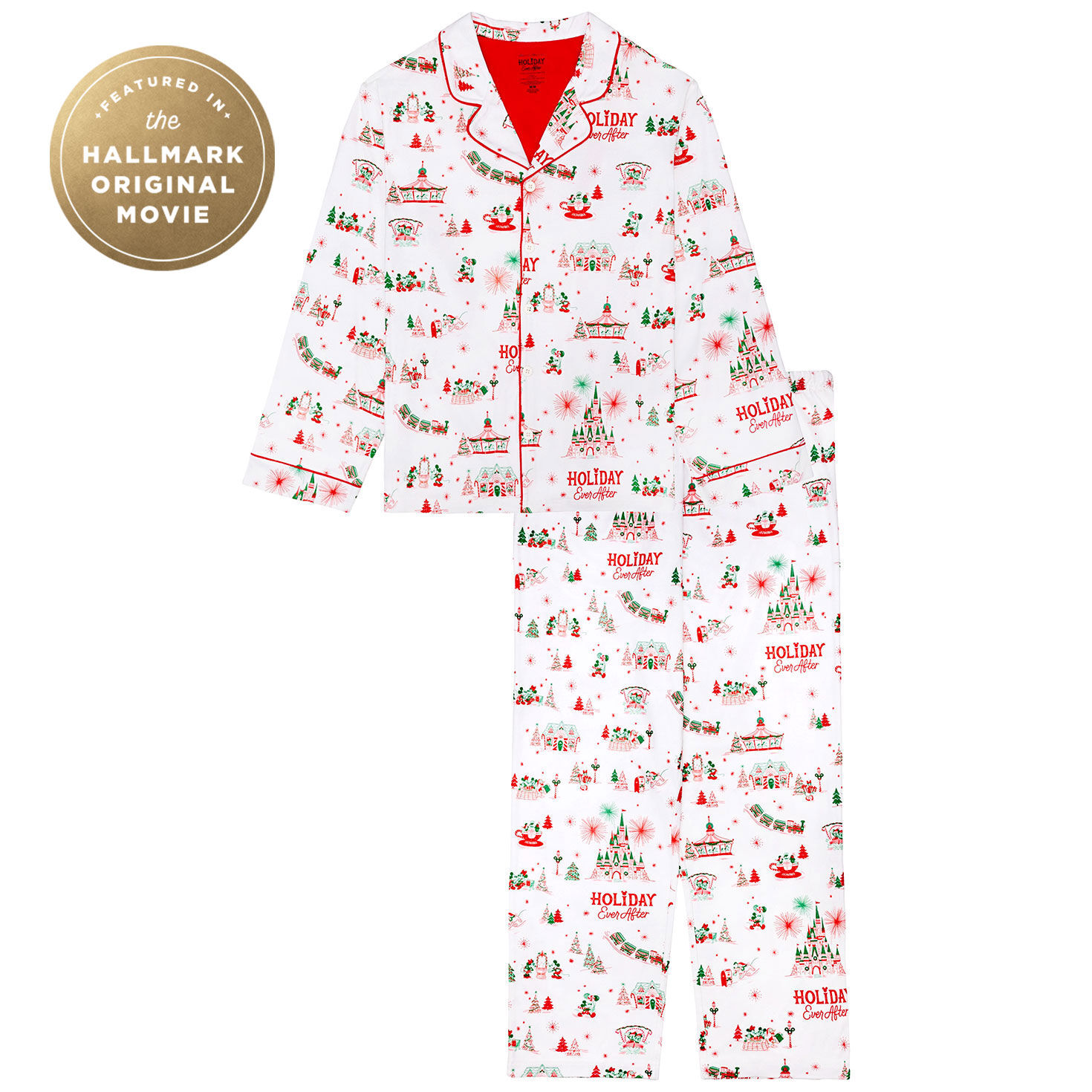 Pink Green Disney Pattern Pajamas Front image number 1