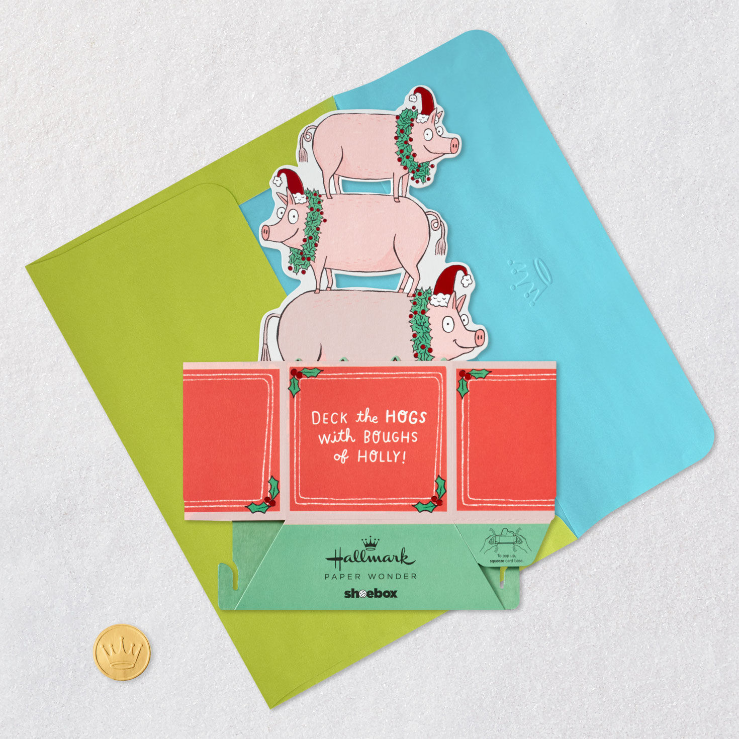 Deck the Hogs Funny 3D Pop-Up Christmas Card, , large image number 6