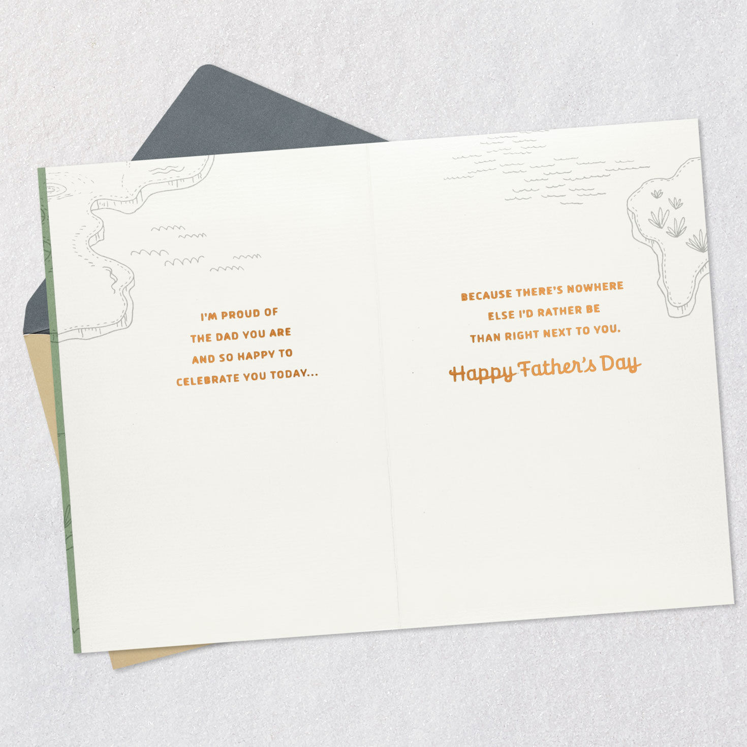 Compass on Map Father's Day Card for Husband Open card with envelope image number 4