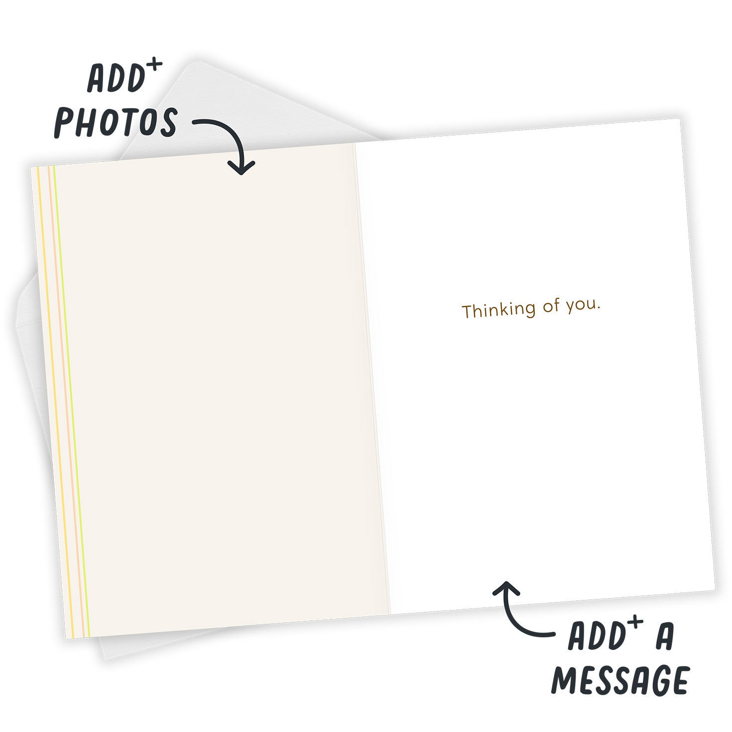 Hello in Colors Personalized Sympathy Card Open Card with Envelope indicating personalization image number 3