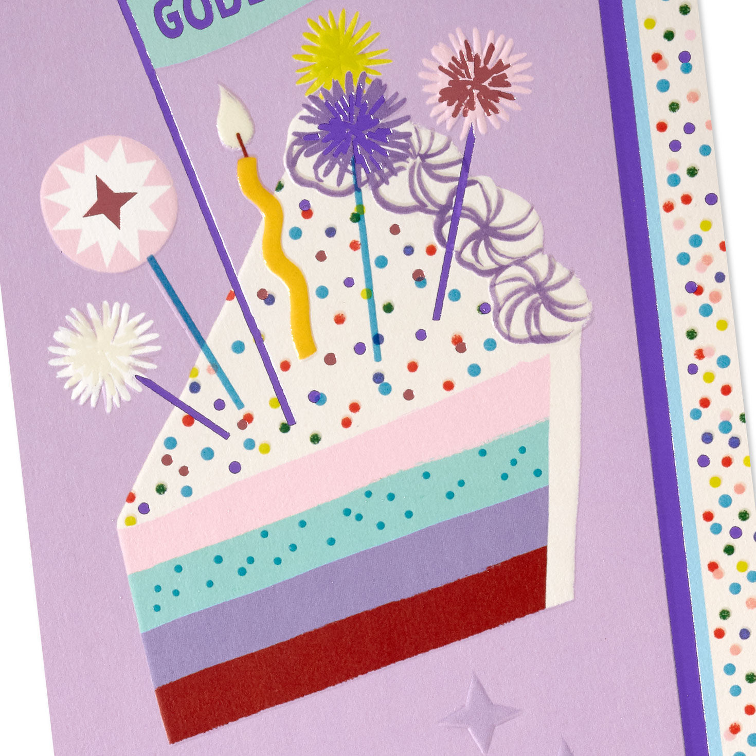 Cake With Candle and Confetti Goddaughter Birthday Card Card Front Detail image number 5