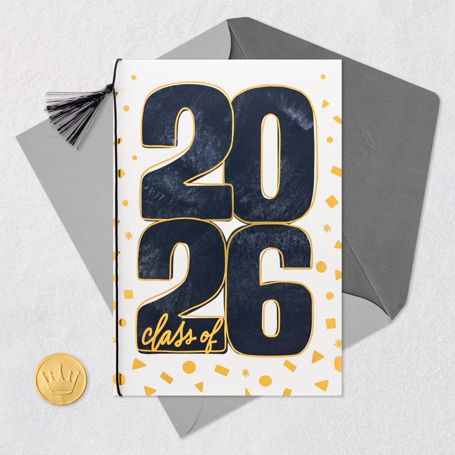 Black and Gold Confetti Class of 2026 Graduation Card Card Front with Envelope and Gold Seal image number 5